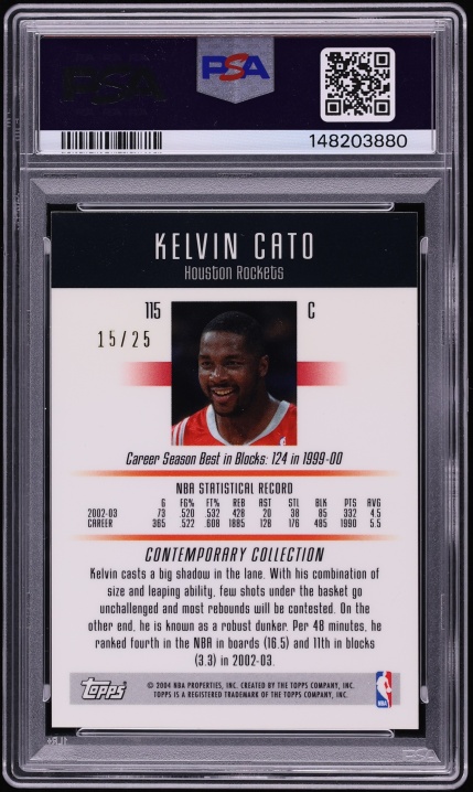 2003 Topps Contemporary Collection Gold Kelvin Cato /25 #115 PSA 8 NM-MT