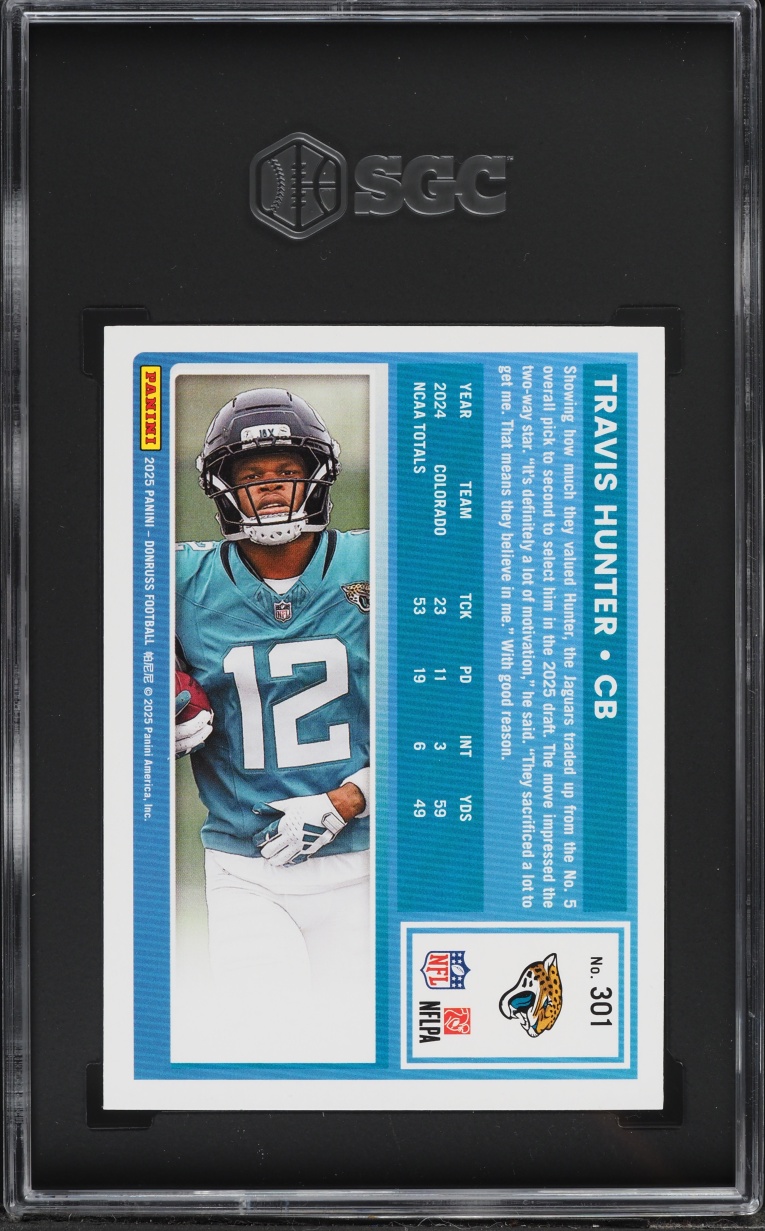 2025 Donruss Football Travis Hunter ROOKIE #301 SGC 8 NM-MT