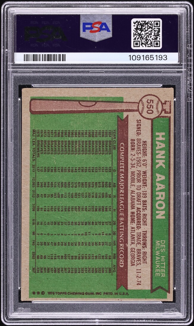 1976 Topps Hank Aaron #550 PSA 4.5 VGEX+