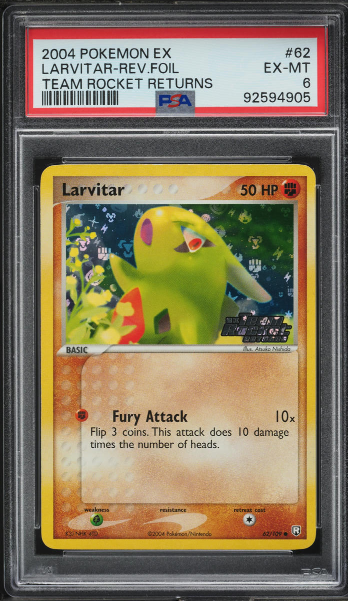 2004 Pokemon EX Team Rocket Returns Reverse Holo Larvitar #62 PSA 6 EXMT