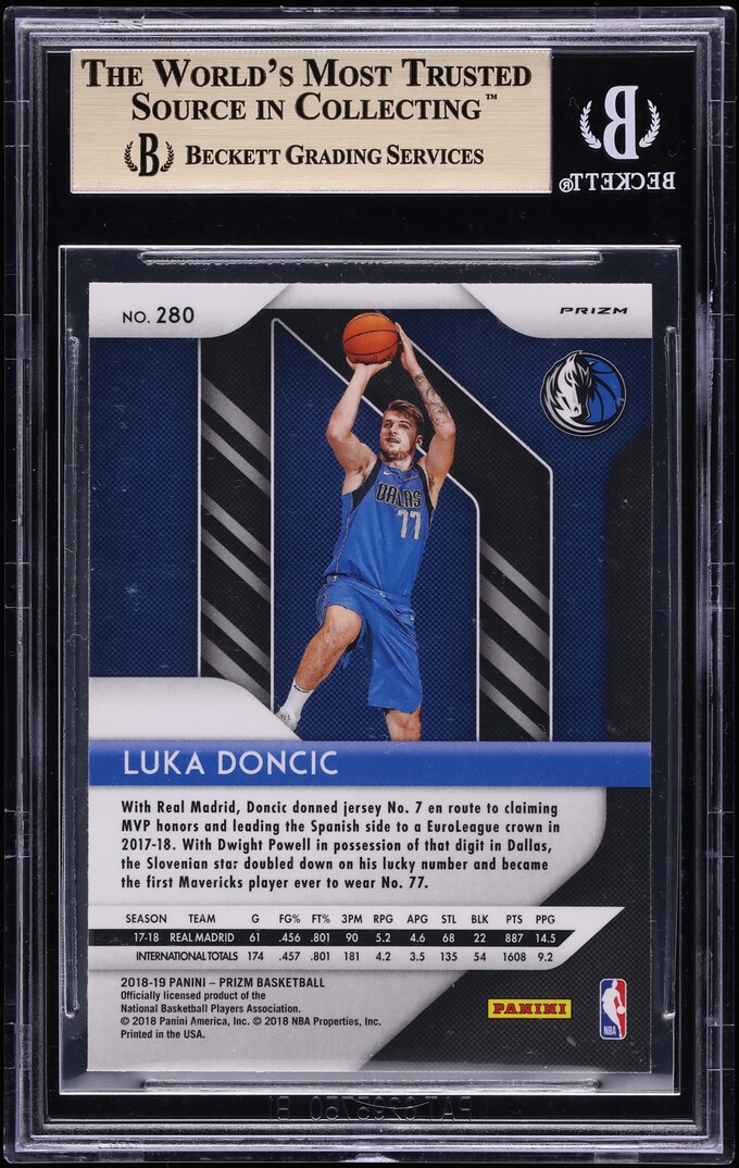 2018 Panini Prizm Ruby Wave Luka Doncic ROOKIE #280 BGS 9.5 GEM MINT