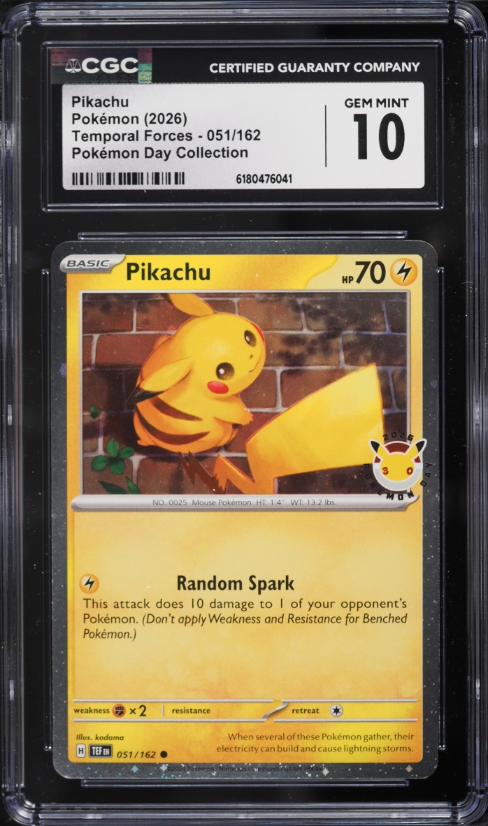 2026 Pokemon Day Collection Temporal Forces Pikachu #51 CGC 10 Gem Mint