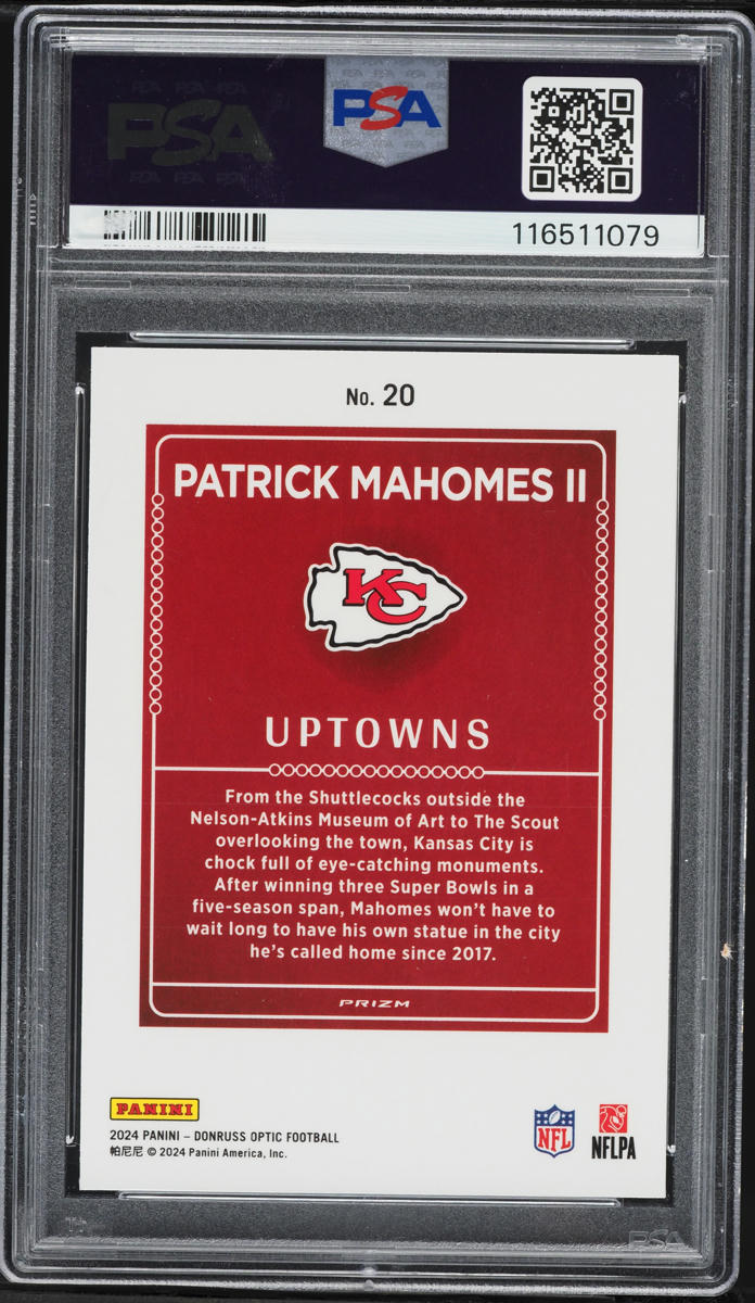 2024 Donruss Optic Uptowns Patrick Mahomes II #20 PSA 10 GEM MINT
