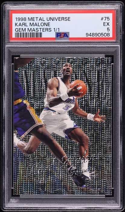 1998 Metal Universe Gem Masters Karl Malone 1/1 #75 PSA 5 EX