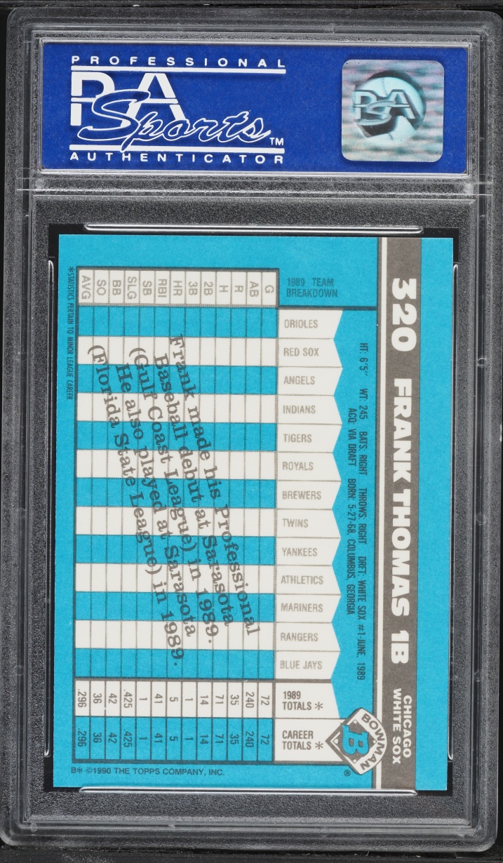 1990 Bowman Tiffany Frank Thomas ROOKIE #320 PSA 9 MINT