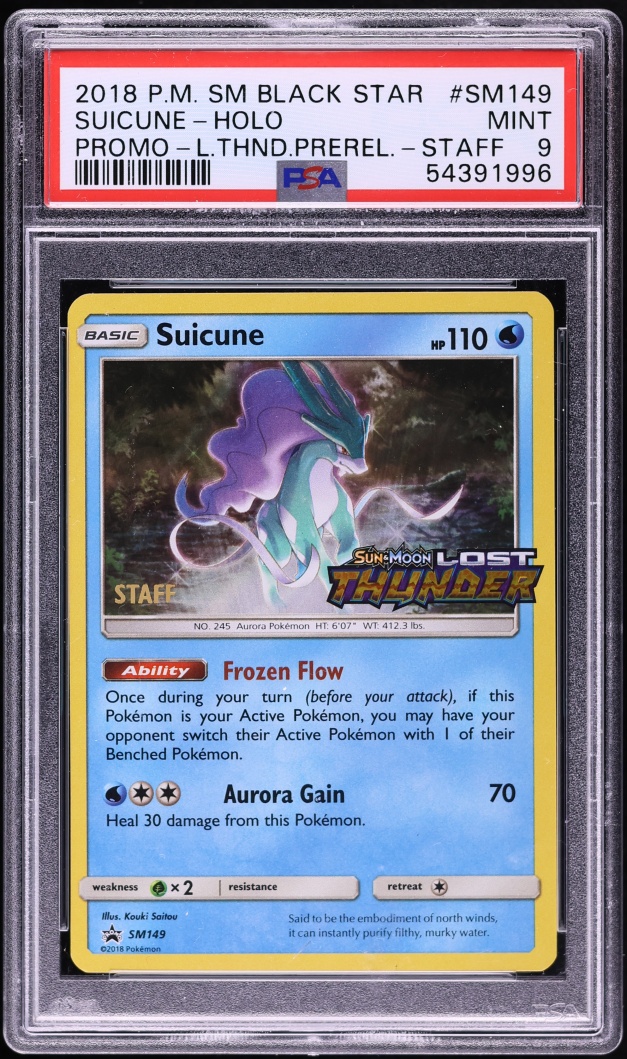 2018 Pokemon Sun & Moon Promo Staff Prerelease Holo Suicune #SM149 PSA 9 MINT