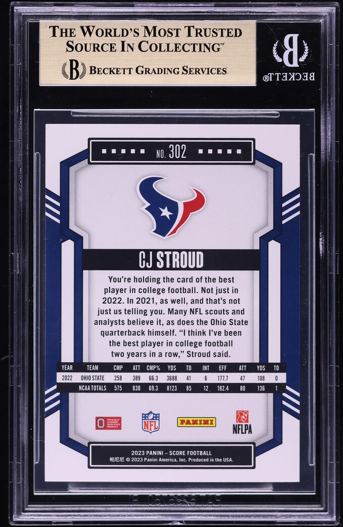 2023 Score Football C.J. Stroud ROOKIE #302 BGS 9.5 MINT+