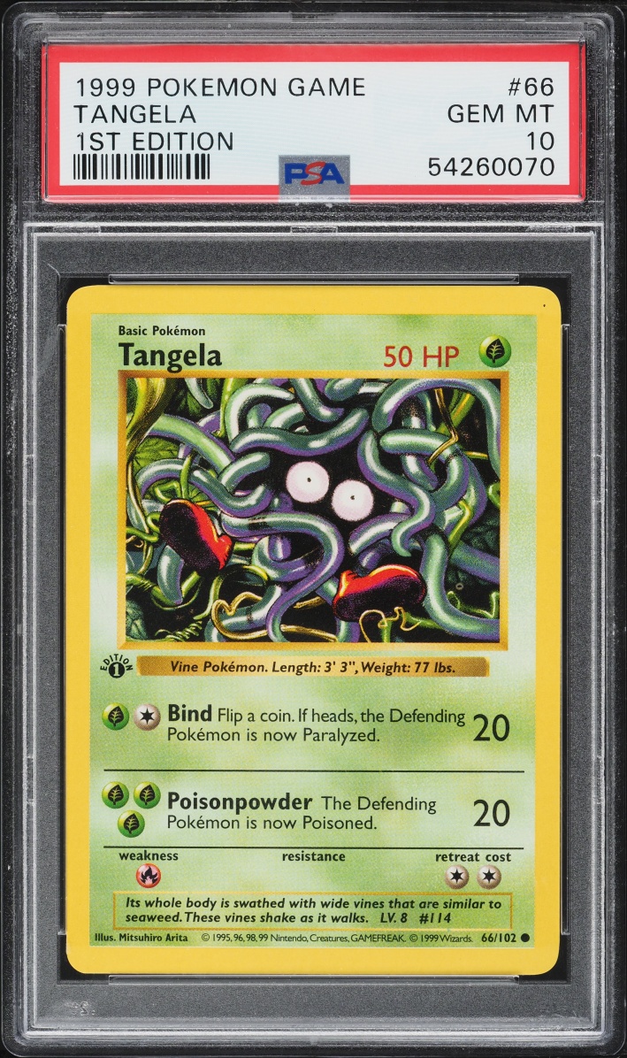 1999 Pokemon Base Set Shadowless 1st Edition Tangela #66 PSA 10 GEM MINT