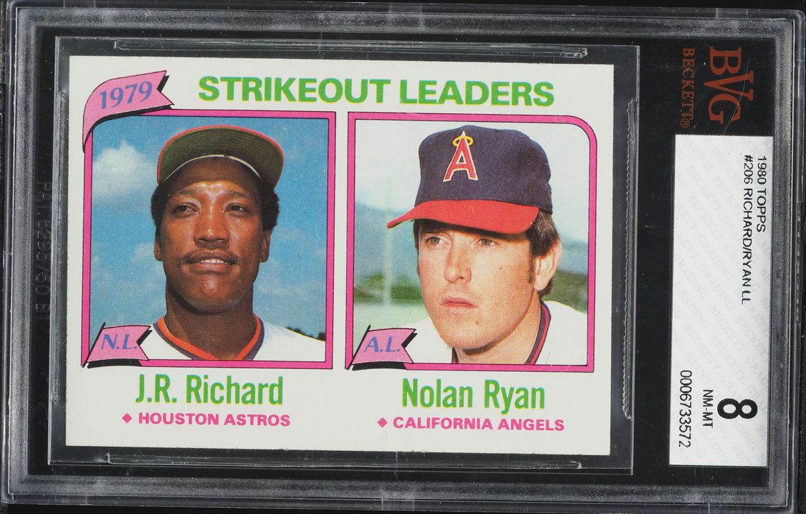 1980 Topps J.R. Richard Nolan Ryan STRIKEOUT LEADERS #206 BVG 8 NM-MT