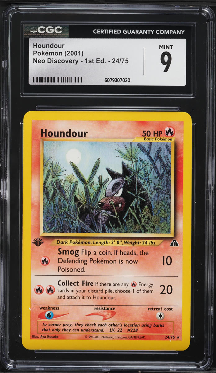2001 Pokemon Neo Discovery 1st Edition Houndour #24 CGC 9 MINT