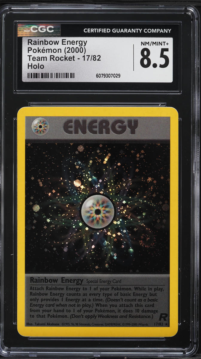 2000 Pokemon Team Rocket Holo Rainbow Energy #17 CGC 8.5 NM-MT+