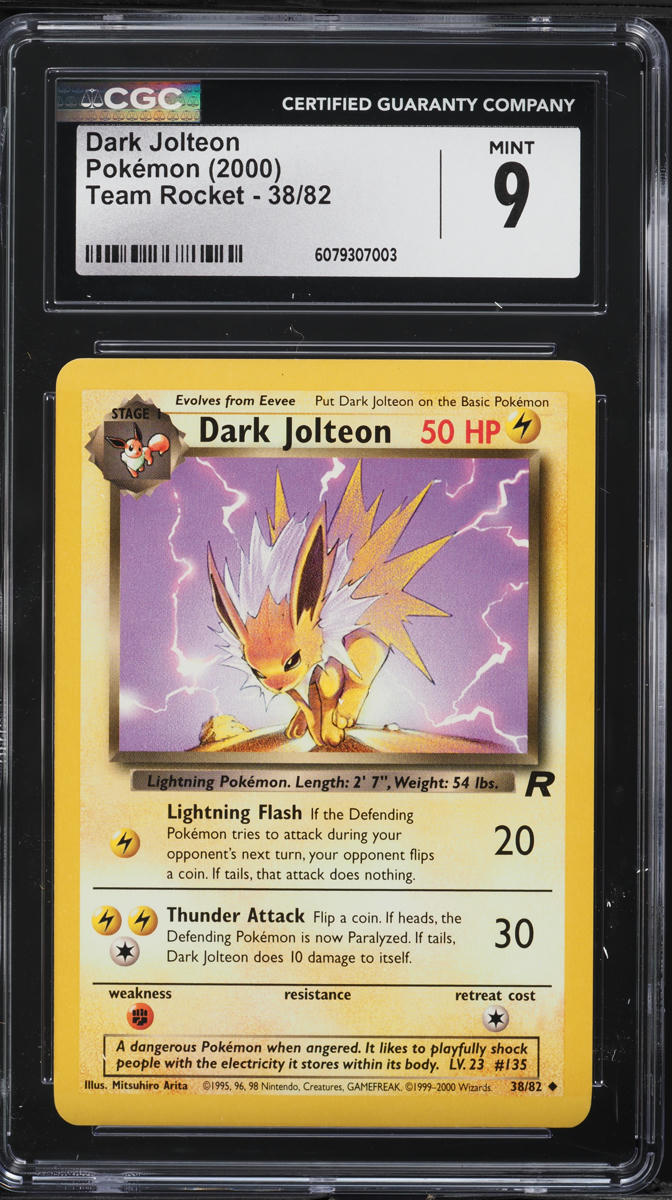 2000 Pokemon Team Rocket Dark Jolteon #38 CGC 9 MINT