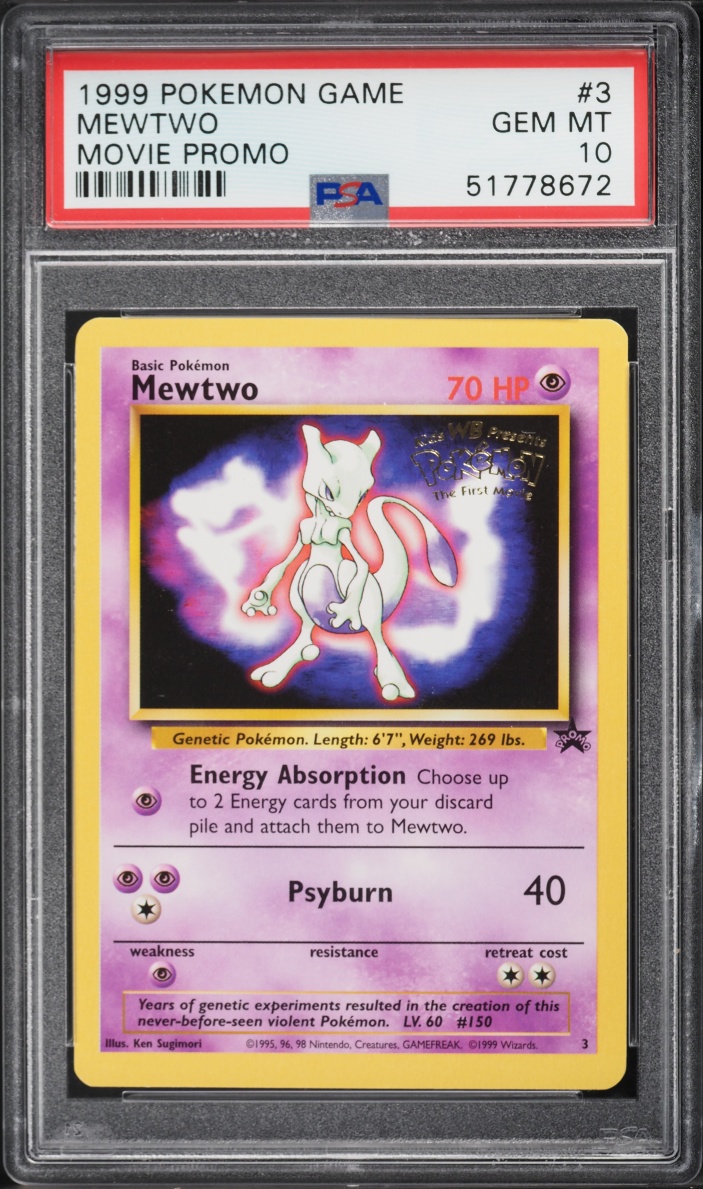 1999 Pokemon Black Star Promo Strikes Back Movie Mewtwo #3 PSA 10 GEM MINT
