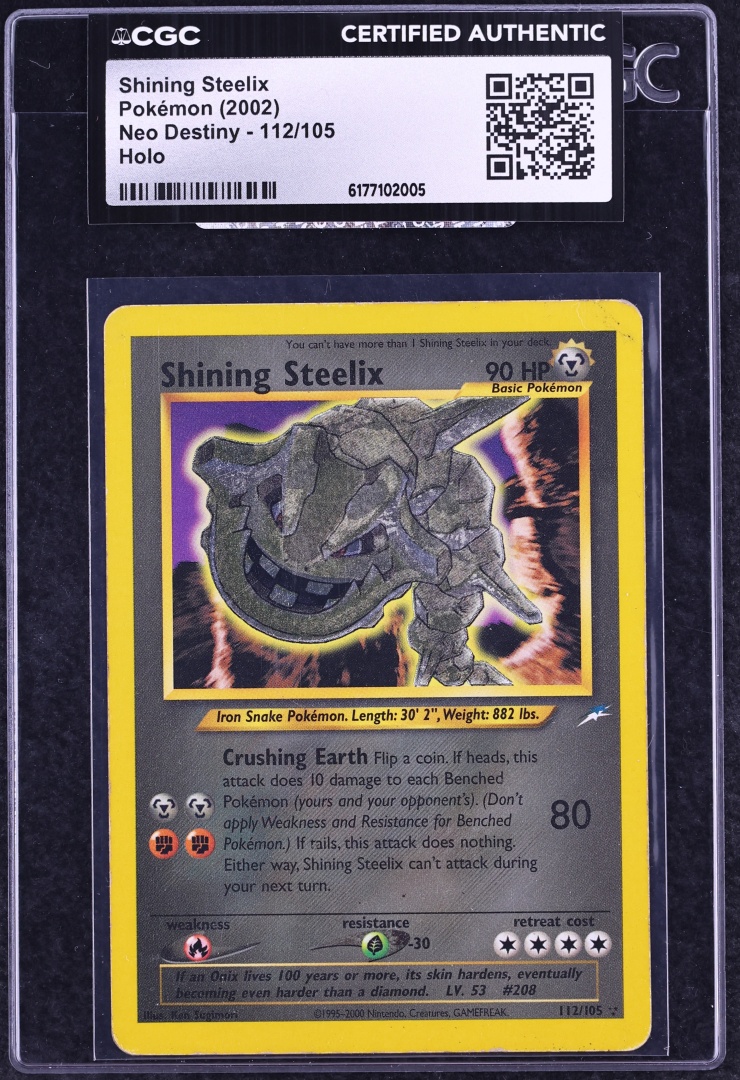 2002 Pokemon Neo Destiny Holo Shining Steelix #112 CGC AUTH