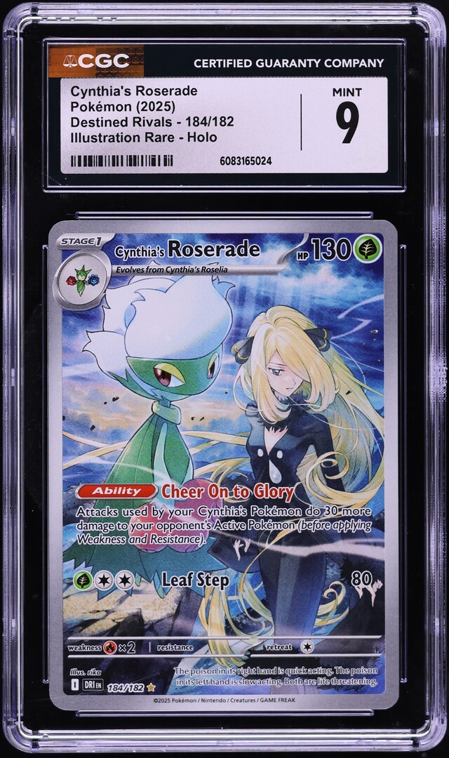 2025 Pokemon SV Destined Rivals IR Cynthia's Roserade #184 CGC 9 MINT