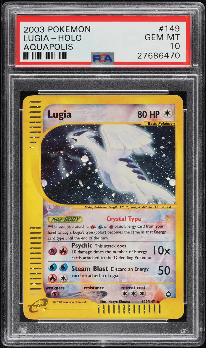 2003 Pokemon Aquapolis Holo Crystal Lugia #149 PSA 10 GEM MINT