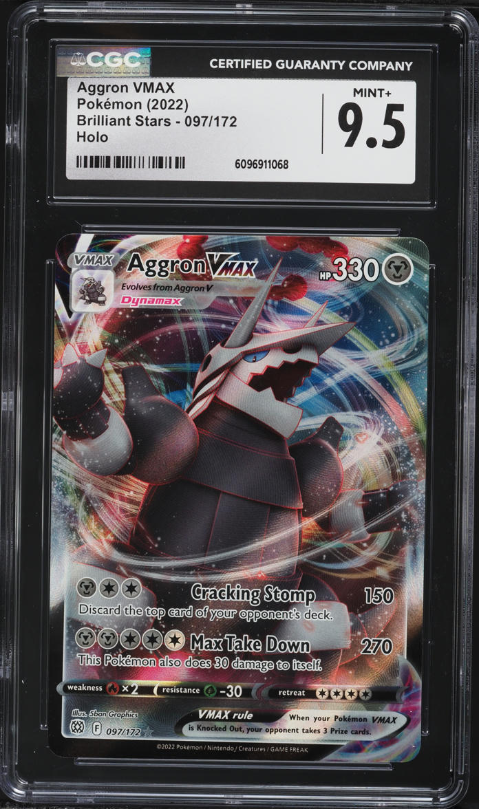2022 Pokemon Sword & Shield Brilliant Stars Alt Art Aggron VMAX #97 CGC 9.5 MINT+