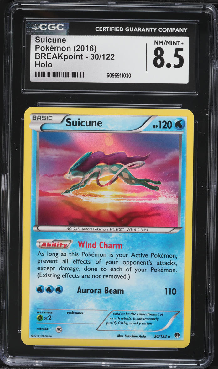 2016 Pokemon XY BREAKpoint Holo Suicune #30 CGC 8.5 NM-MT+