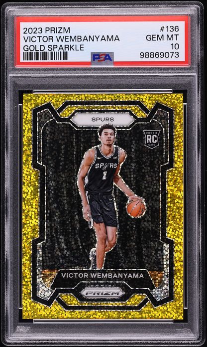 2023 Panini Prizm Gold Sparkle Victor Wembanyama ROOKIE /24 #136 PSA 10 GEM MINT