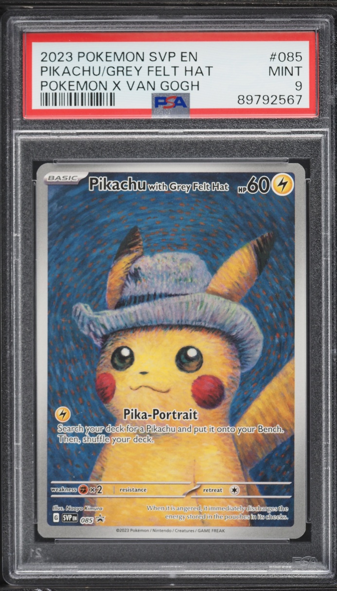 2023 Pokemon Scarlet & Violet Promo Van Gogh Pikachu With Grey Felt Hat #85 PSA 9 MINT