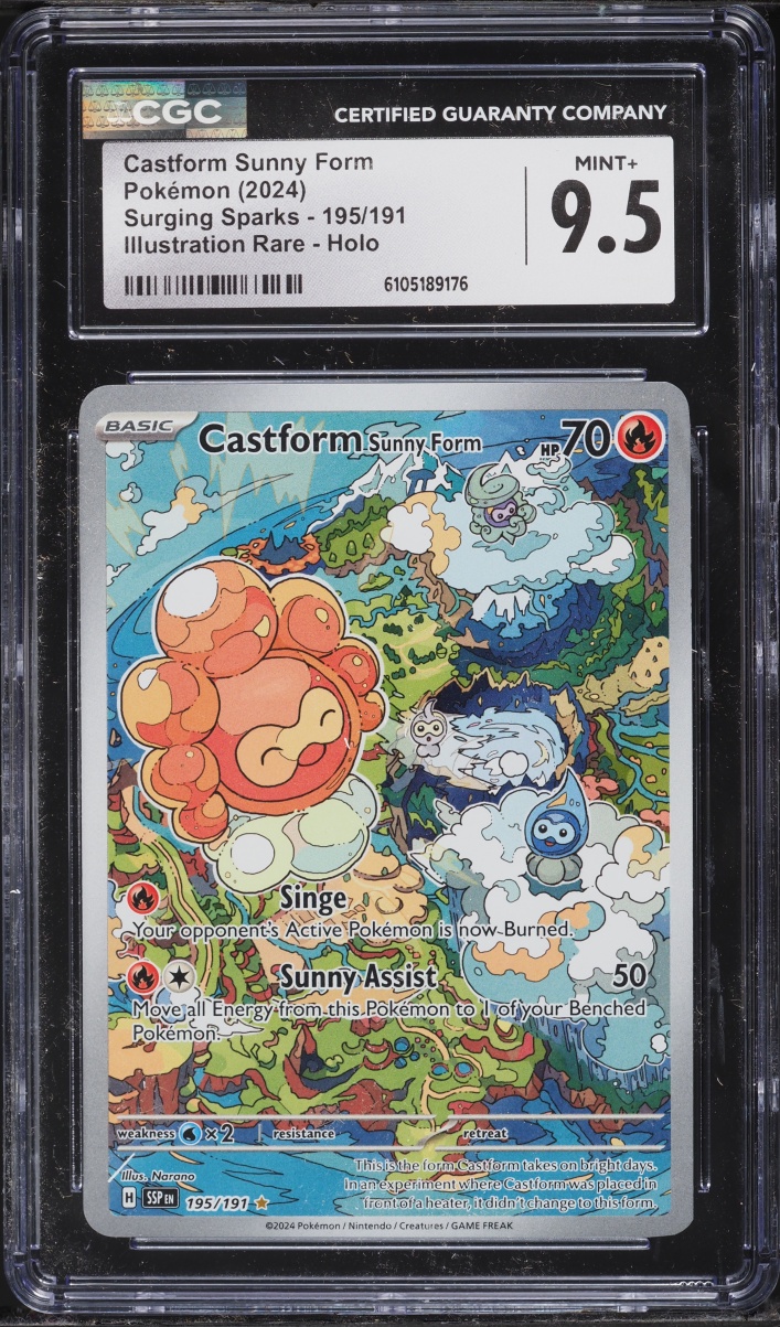2024 Pokemon Scarlet & Violet Surging Sparks IR Castform Sunny Form #195 CGC 9.5 MINT+