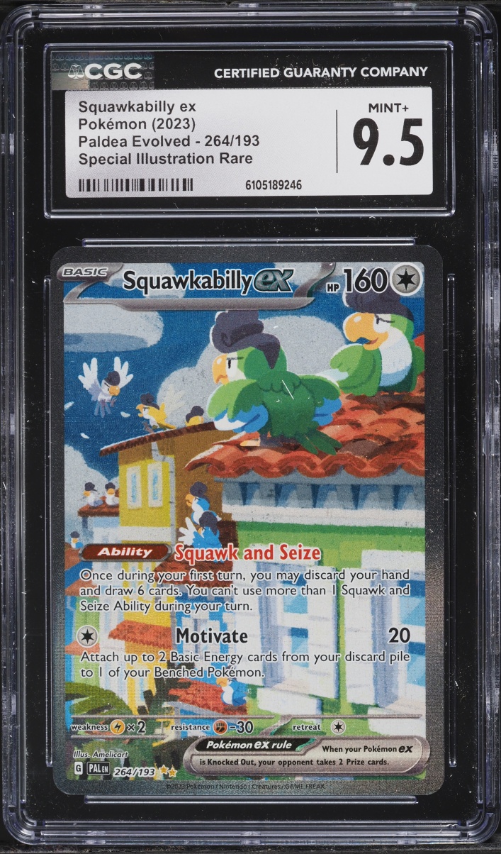 2023 Pokemon Scarlet & Violet Paldea Evolved SIR Squawkabilly ex #264 CGC 9.5 MINT+