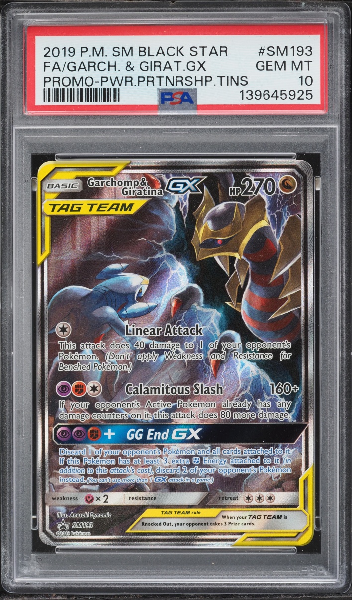2019 Pokemon SM Promo Power Partnership Tin Full Art Garchomp & Giratina GX #SM193 PSA 10 GEM