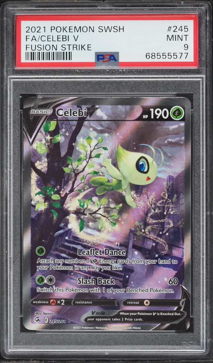 2021 Pokemon Sword & Shield Fusion Strike Alt Art Celebi V #245 PSA 9 MINT