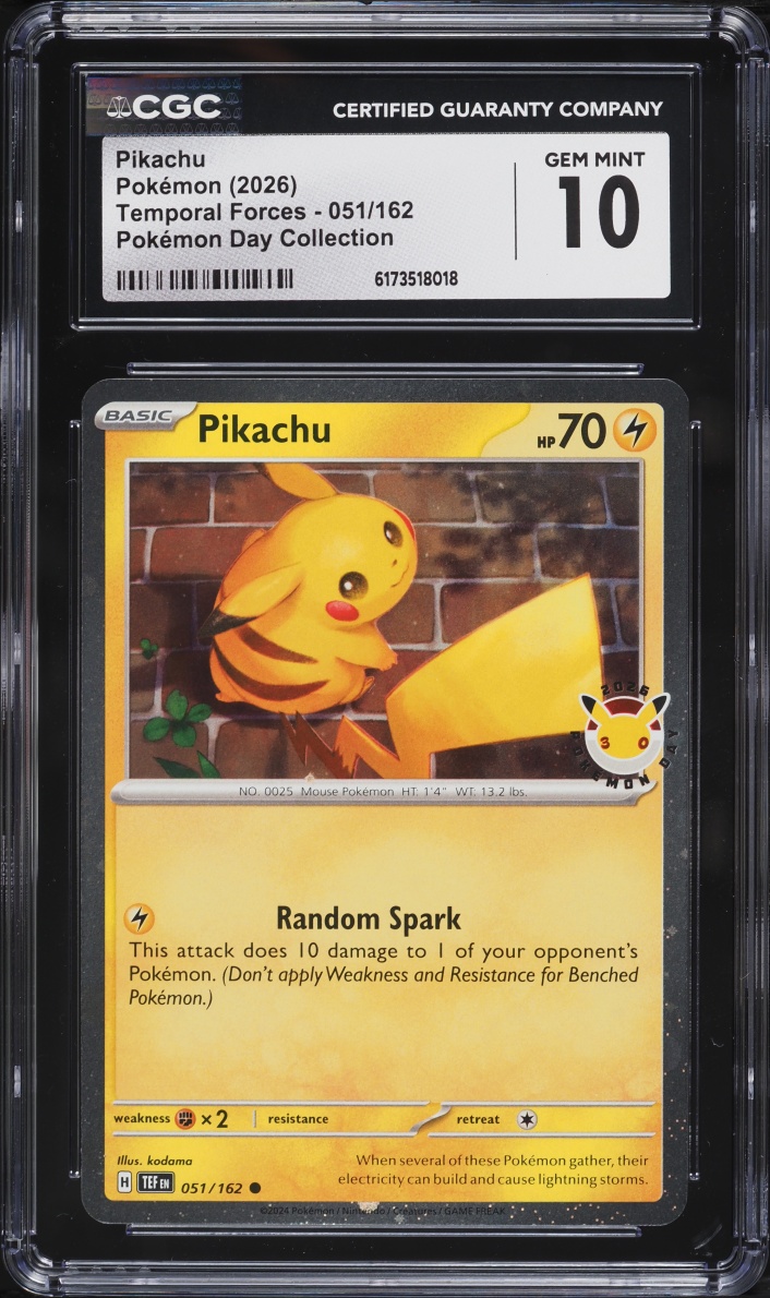2026 Pokemon Day Collection Temporal Forces Pikachu #51 CGC 10 GEM MINT