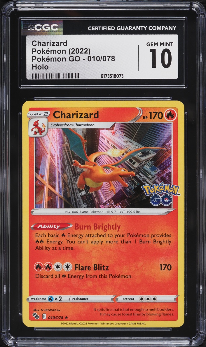 2022 Pokemon Sword & Shield GO Holo Charizard #10 CGC 10 GEM MINT