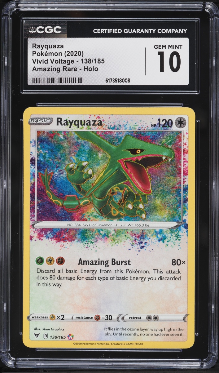 2020 Pokemon Sword & Shield Vivid Voltage Amazing Rare Rayquaza #138 CGC 10 GEM MINT