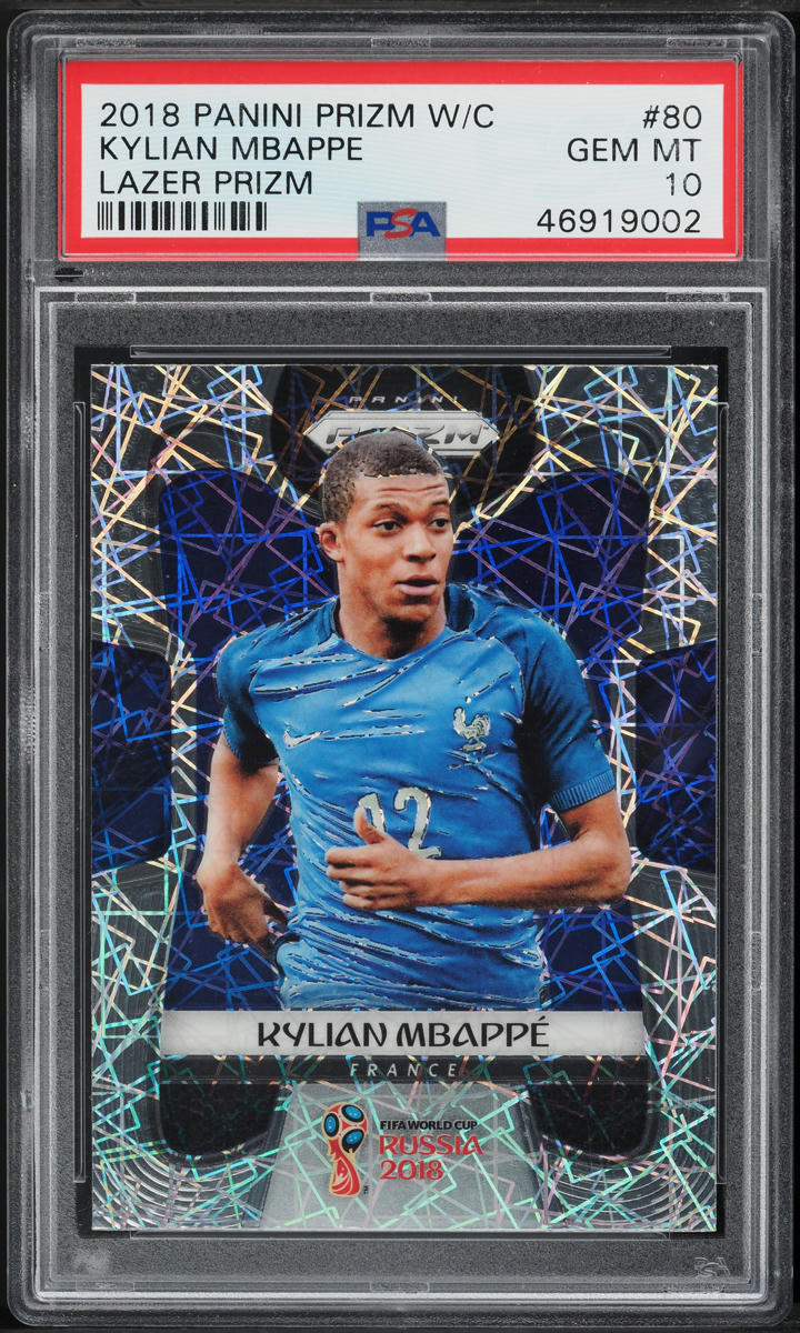2018 Panini Prizm World Cup Lazer Kylian Mbappe ROOKIE #80 PSA 10