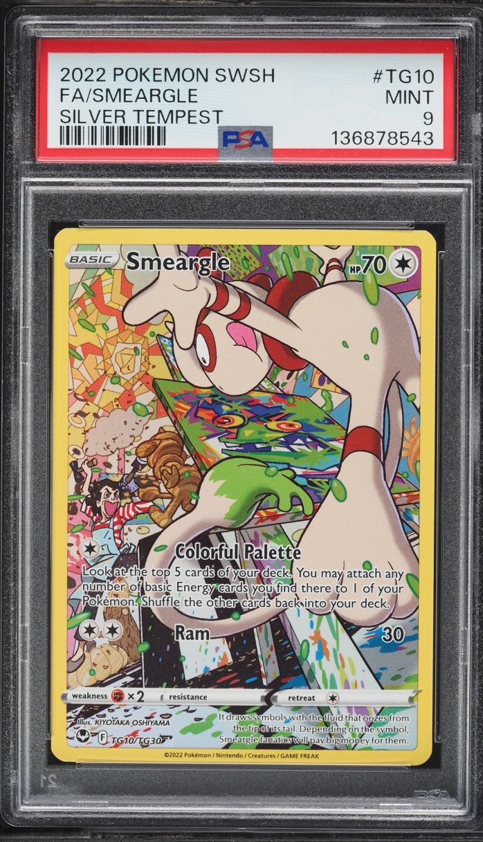 2022 Pokemon Sword & Shield Silver Tempest CHR Smeargle #TG10 PSA 9 MINT