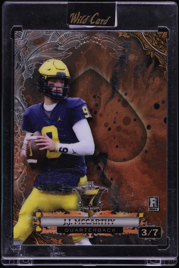 2024 Wild Card 7 Card Studs Galaxy Spades Copper Rainbow J.J. McCarthy ROOKIE /7 #P7CGS-JM3