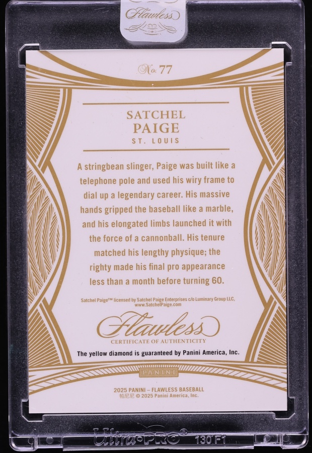 2025 Panini Flawless Legends Gold Gems Satchel Paige 1/10 #77 - Photo 2
