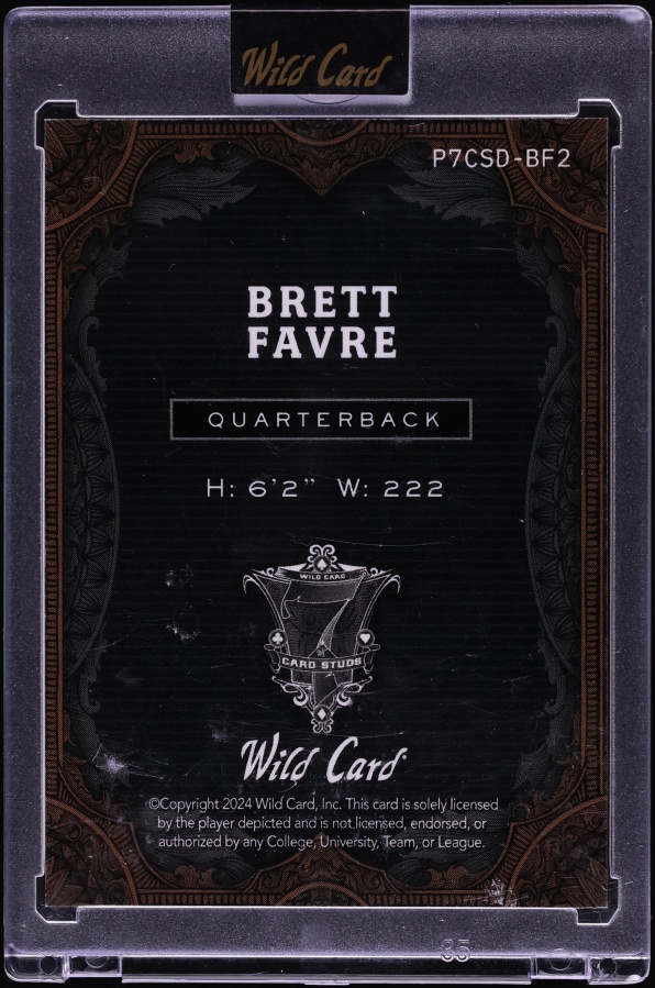 2024 Wild Card 7 Card Studs Fire Scrolls Green Rainbow Foil Brett Favre /3 #P7CSD-BF2 - Photo 2
