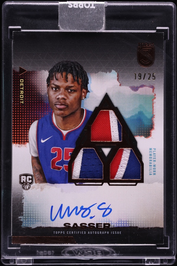 2023 Topps Three Vertical 3 Marcus Sasser ROOKIE PATCH AUTO /25 #120