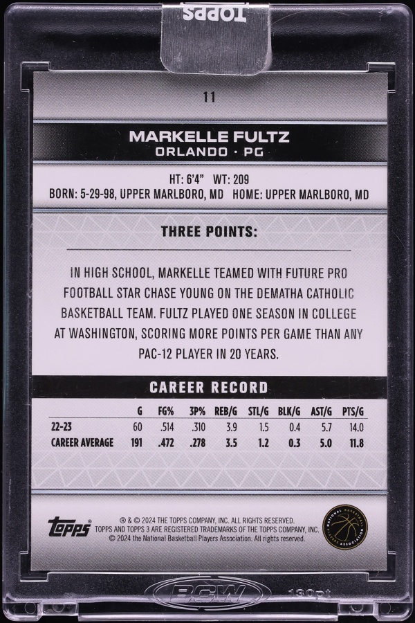 2023 Topps Three Markelle Fultz /10 #11 - Photo 2