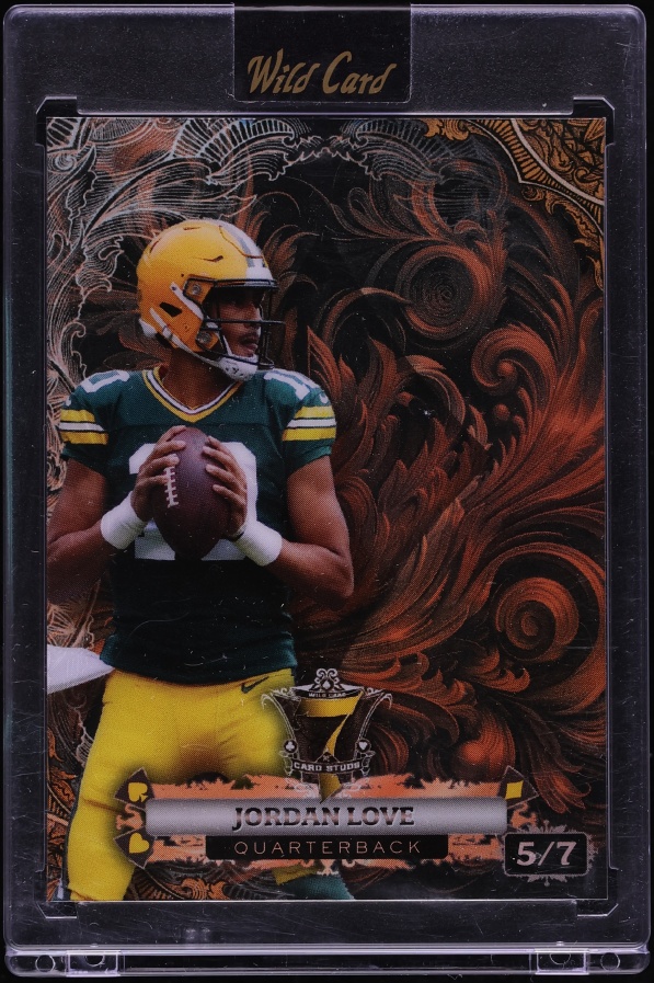 2024 Wild Card 7 Card Studs Fire Scrolls Copper Rainbow Foil Jordan Love /7 #P7CSD-JL3