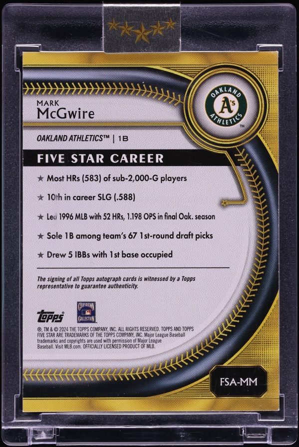 2025 Topps Five Star Purple Mark McGwire AUTO /50 #FSA-MM - Photo 2