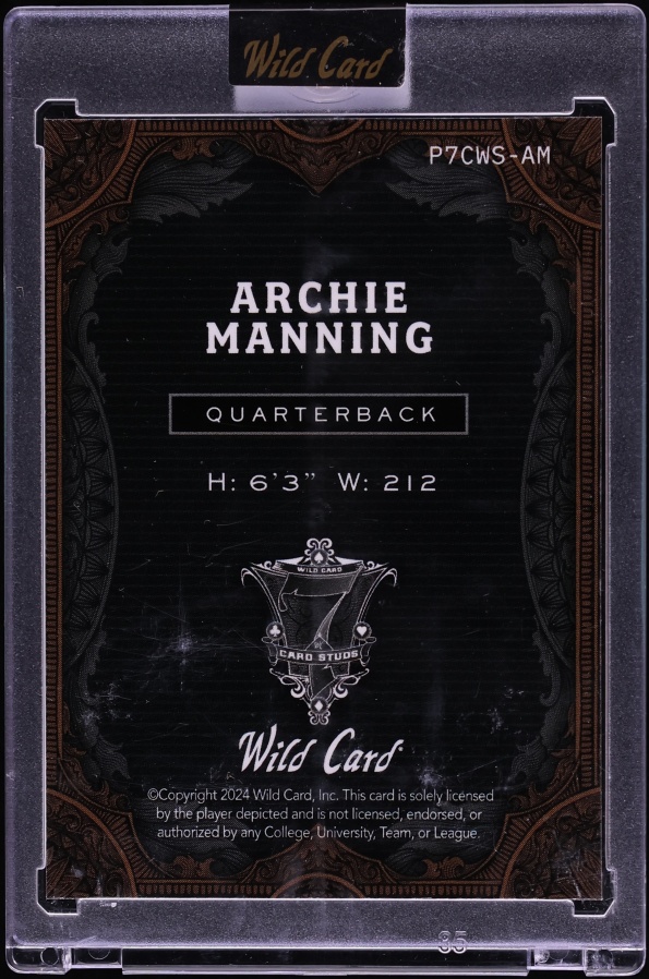 2024 Wild Card 7 Card Studs Wave Surfer White Rainbow Foil Archie Manning /3 #P7CWS-AM - Photo 2