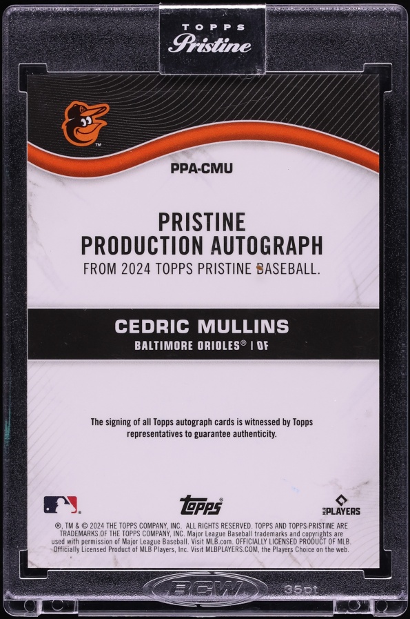 2024 Topps Pristine Production Cedric Mullins AUTO /99 #PPA-CMU - Photo 2