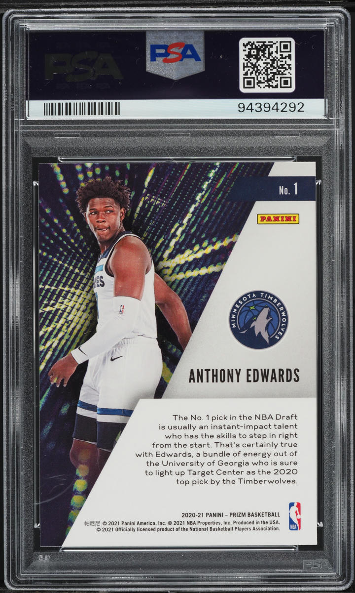 2020 Panini Prizm Instant Impact Anthony Edwards ROOKIE #1 PSA 9 MINT