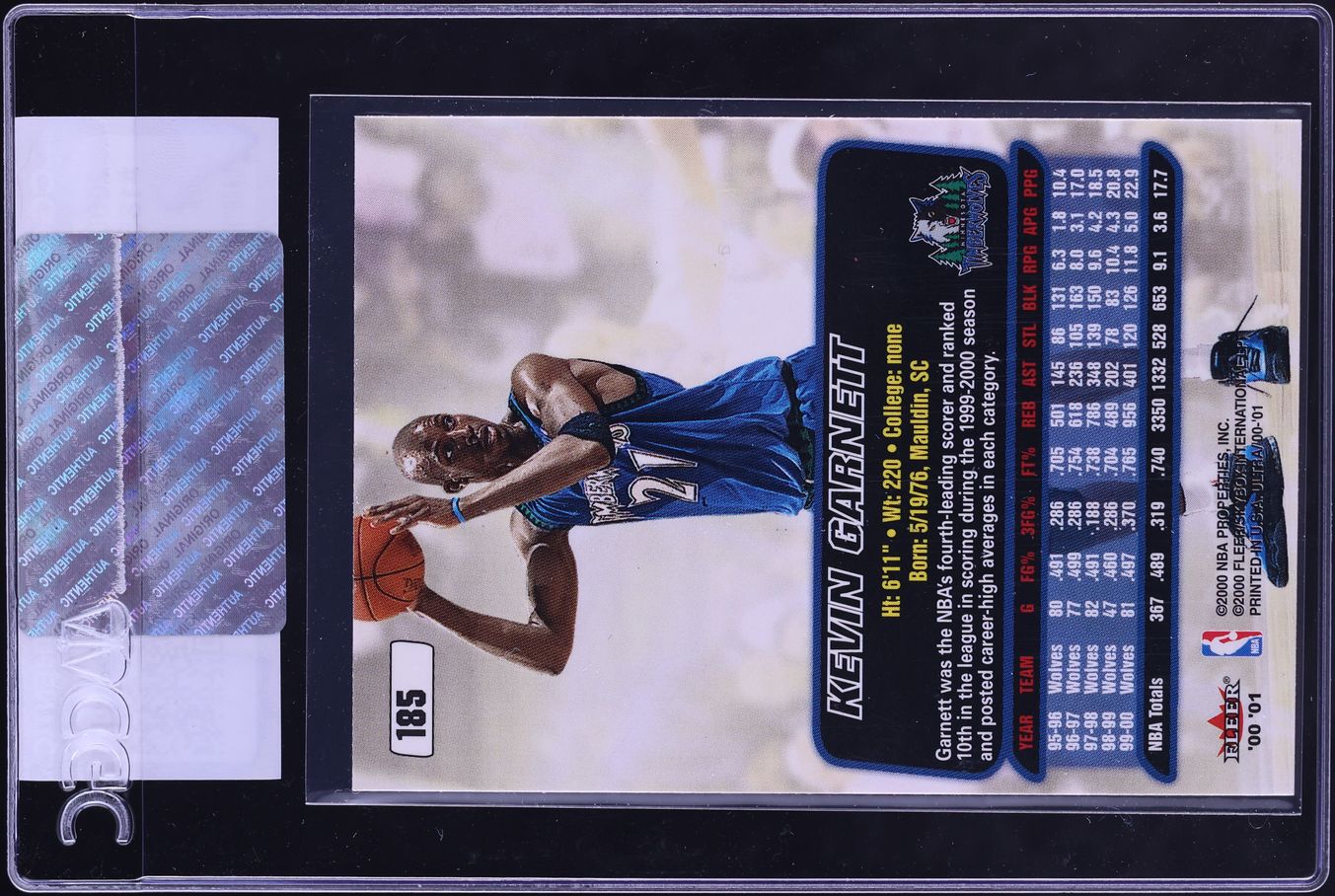 2000 Ultra Basketball Kevin Garnett #185 CGC AUTH