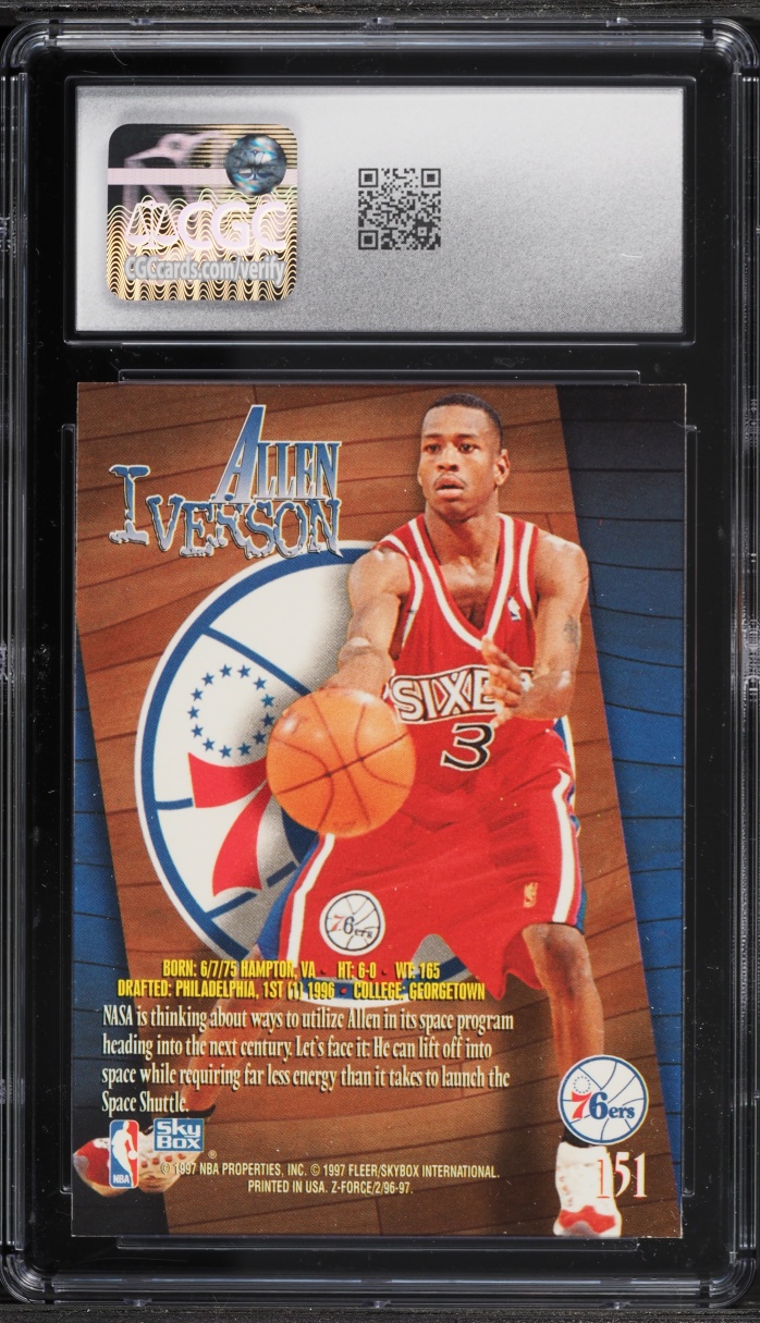 1996 Skybox Z-Force Allen Iverson ROOKIE #151 CGC 9 MINT
