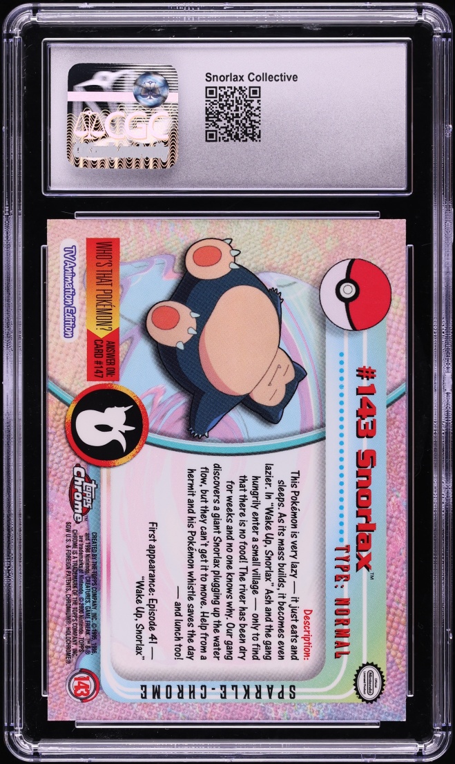 2000 Pokemon Topps Chrome Series 2 Sparkle Snorlax #143 CGC 9.5 MINT+