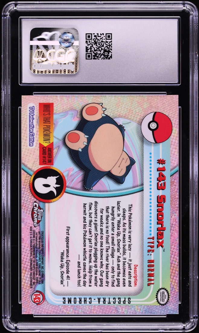 2000 Topps Chrome Pokemon Series 2 Spectra Snorlax #143 CGC 10 GEM MINT