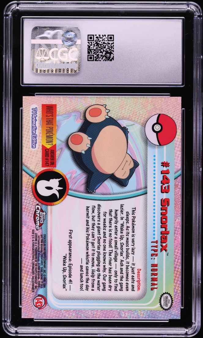 2000 Pokemon Topps Chrome Series 2 Snorlax #143 CGC 10 GEM MINT