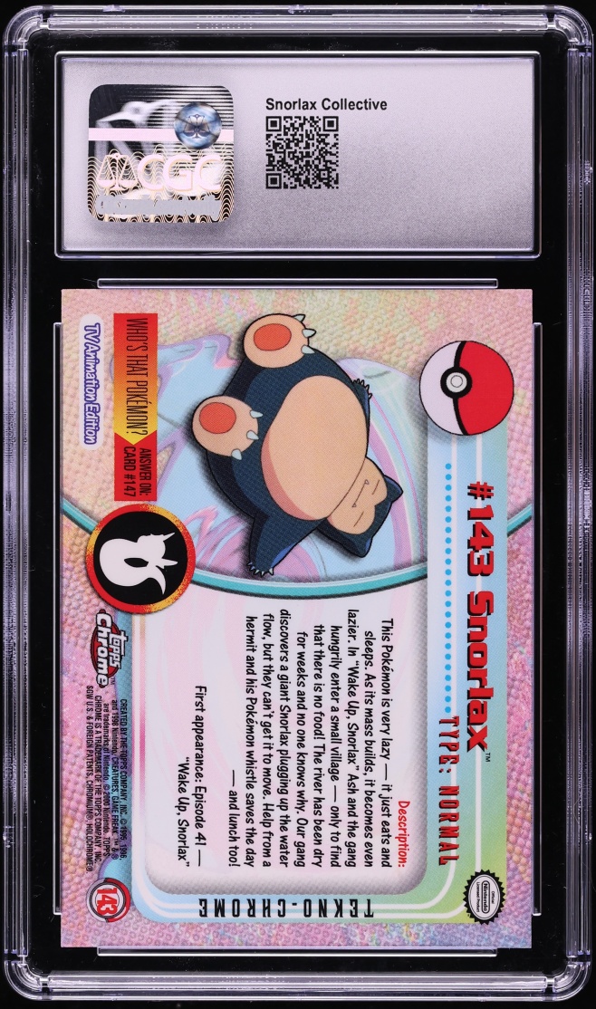 2000 Pokemon Topps Chrome Series 2 Tekno Snorlax #143 CGC 8 NM-MT