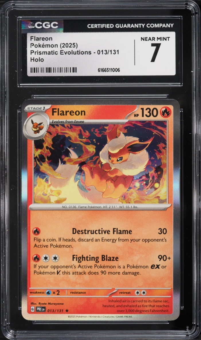 2025 Pokemon Scarlet & Violet Prismatic Evolutions Holo Flareon #13 CGC 7 NRMT